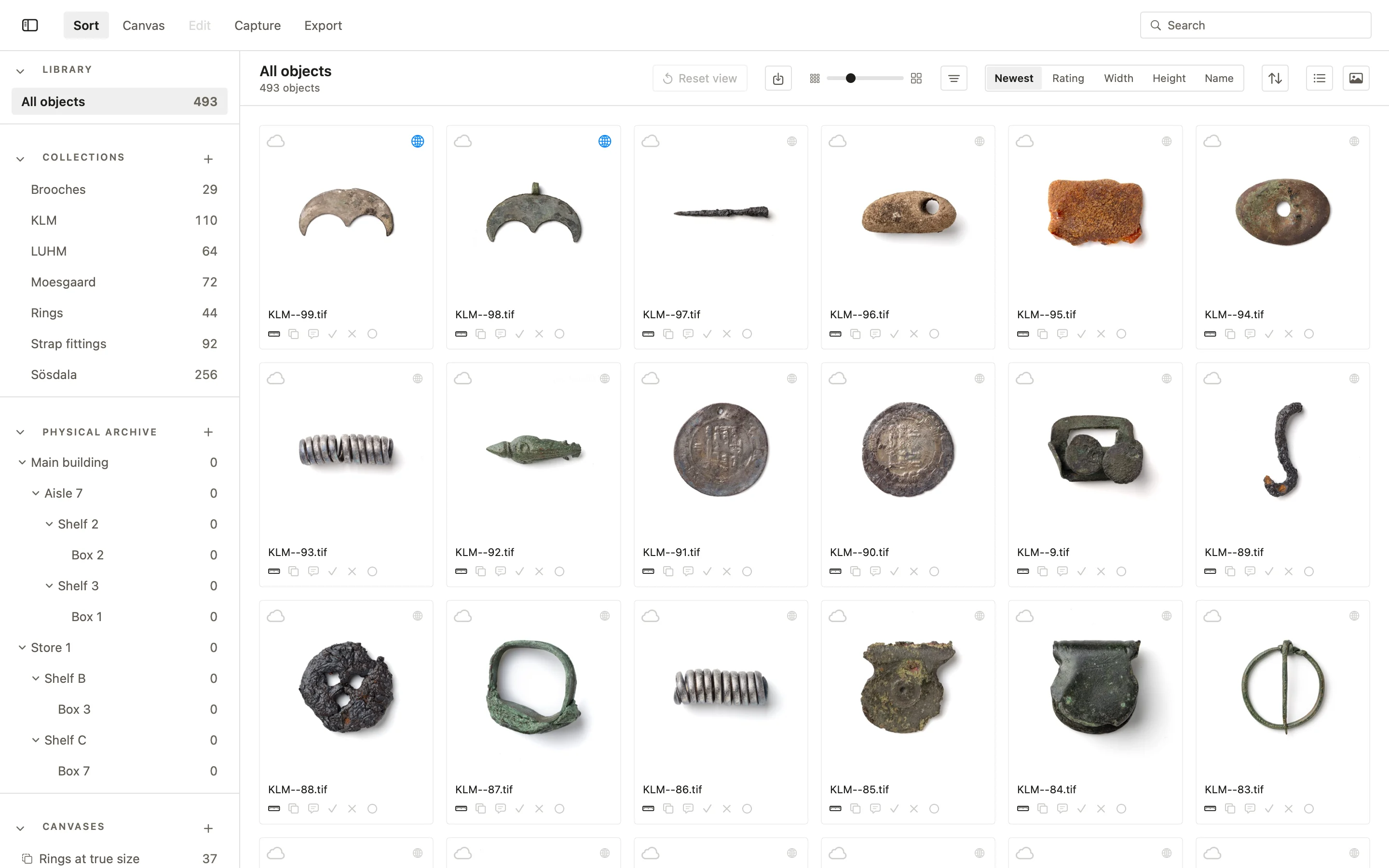 Physical archive in the PHOTARCH app